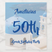 50e Griekse verjaardag gepersonaliseerd Wijn Etiket (Enkel label)