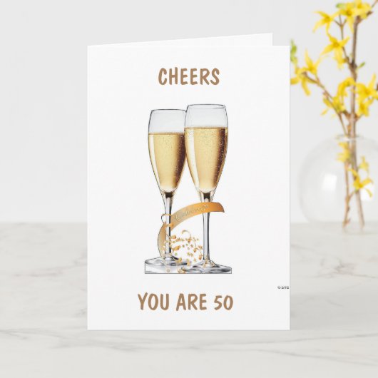 **50e halve dag** CELEBRATE EN CHEERT NAAR U Kaart (Gele Bloem)