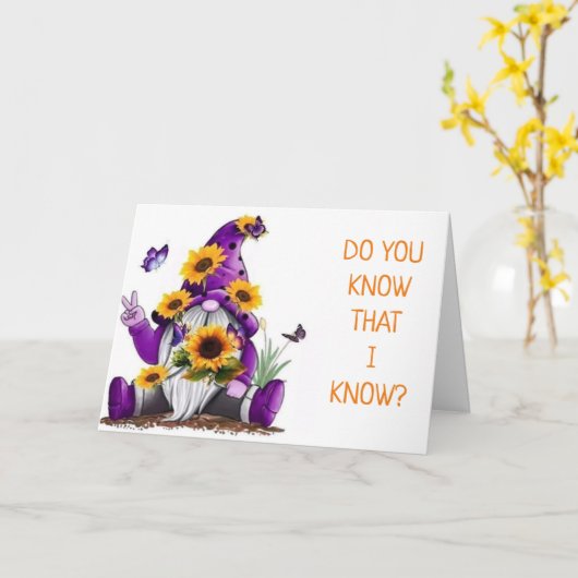 ***50e halve dag** COMICAL GNOME Card Kaart (Gele Bloem)