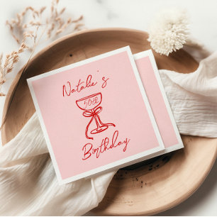 50e Hand getrokken Champagne Glas Fun Verjaardagsf Servet