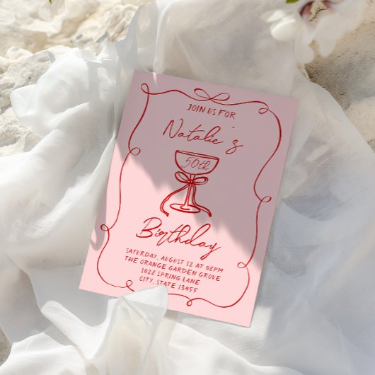 50e Hand Getrokken Rode Boog Martini Vijftig Verja Kaart