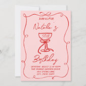 50e Hand Getrokken Rode Boog Martini Vijftig Verja Kaart (Voorkant)