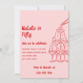 50e handgetekende champagnetoren 50 jaar kaart (Voorkant)