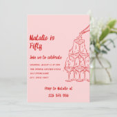 50e handgetekende champagnetoren 50 jaar kaart (Staand voorkant)