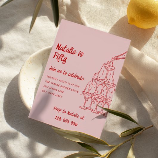 50e handgetekende champagnetoren 50 jaar kaart