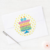 50e Happy Birthday Cake Yellow Stippen Ronde Sticker (Envelop)