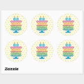 50e Happy Birthday Cake Yellow Stippen Ronde Sticker (Vel)