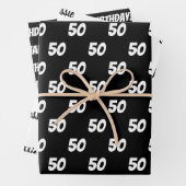 50e Happy Birthday Custom Name Wrapping Paper (In situ)
