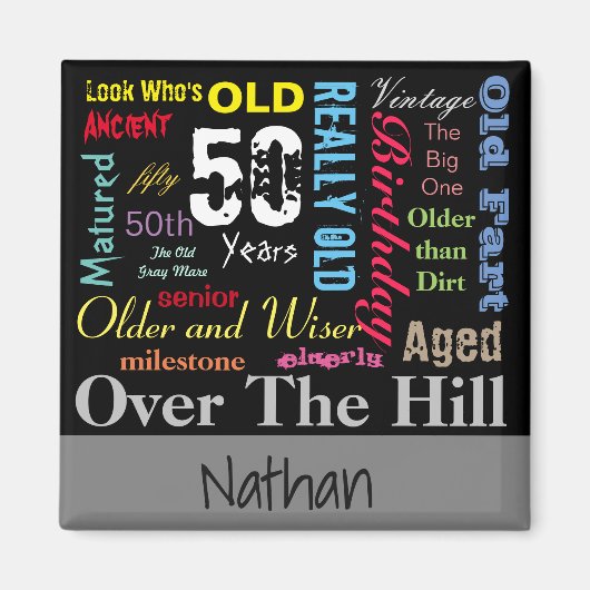 50e Happy Birthday in een graffiti-stijl Magneet (Voorkant)