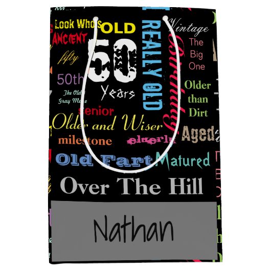 50e Happy Birthday | Mijlpaal Medium Cadeauzakje (Voorkant)