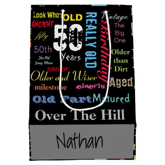 50e Happy Birthday | Mijlpaal Medium Cadeauzakje (Achterkant)