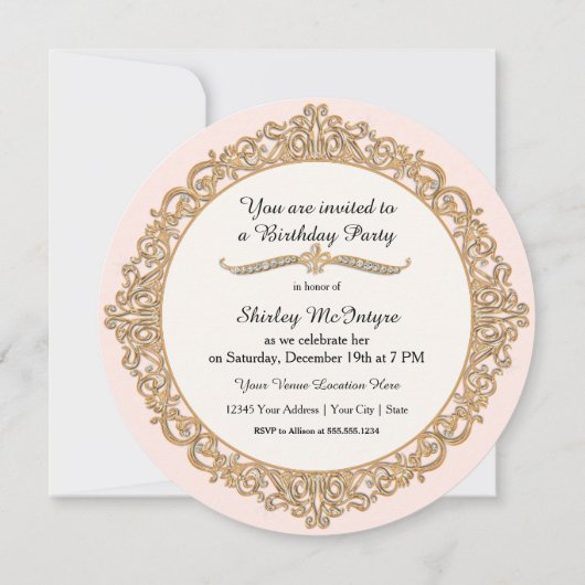 50e Happy Birthday Party Celebration Round Invite Kaart (Achterkant)