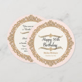 50e Happy Birthday Party Celebration Round Invite Kaart (Voorkant / Achterkant)