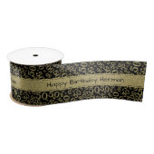 50e 'Happy Birthday' Random Pattern Black/Gold Satijnen Lint (Spoel)