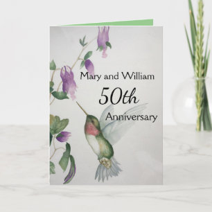 50e Happy Jubileum Elegante Hummingbird Kaart