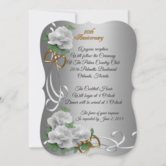 50e herdenkingsdag huwelijk hernieuwing witte roze kaart (Achterkant)