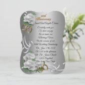 50e herdenkingsdag huwelijk hernieuwing witte roze kaart (Staand voorkant)