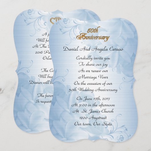 50e herdenkingsdag van het huwelijk: hernieuwing b kaart (Voorkant / Achterkant)