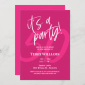 50e Hot Pink Verjaardagsfeestuitnodiging Kaart (Voorkant / Achterkant)