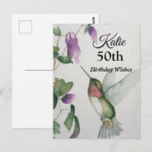 50e Hummingbird Garden Happy Birthday Briefkaart (Voorkant / Achterkant)