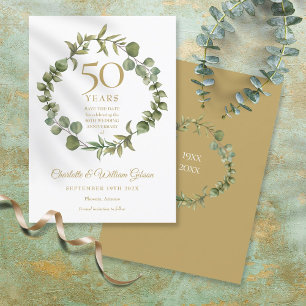 50e huwedelijksjubileum Save the Date groen Kaart