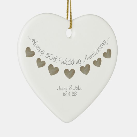 50e huwelijksdag decoratie - gouden harten (Rechts)
