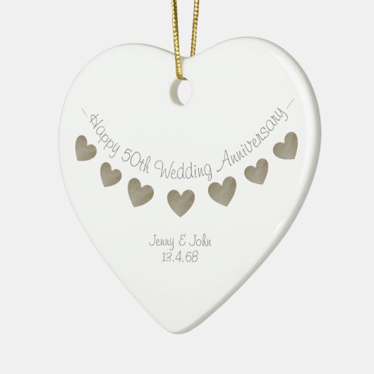 50e huwelijksdag decoratie - gouden harten (Links)