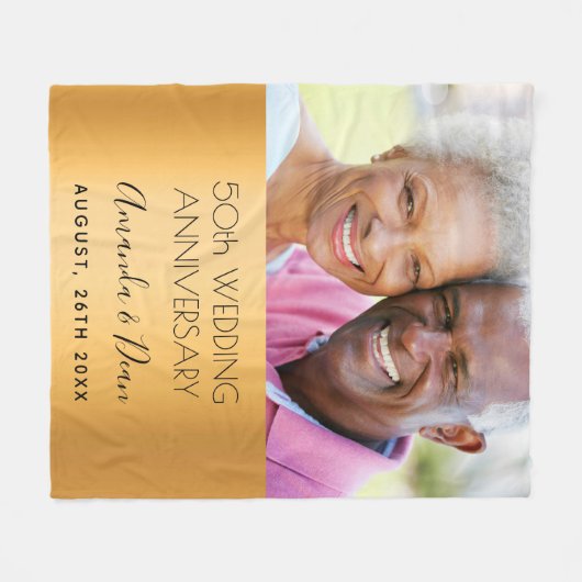 50e huwelijksgoudverjaardag aangepaste foto fleece deken (Voorkant (Horizontaal))