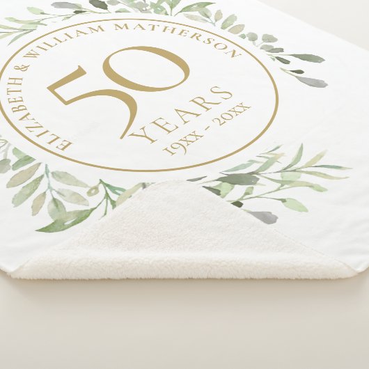 50e huwelijksjubileum Goud waterverf groen Sherpa Deken (3/4)