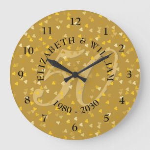 50e Huwelijksjubileum Gouden Harten Confetti Grote Klok