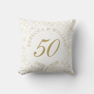 50e huwelijksjubileum gouden stof confetti kussen
