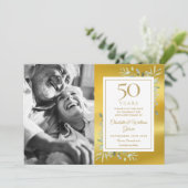 50e huwelijksjubileum groen goud folie foto save the date (Staand voorkant)