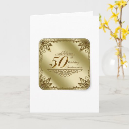 50E HUWELIJKSJUBILEUM SOUVENIRS KAART (Gele Bloem)