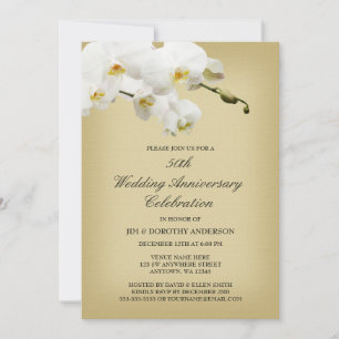 50e huwelijksjubileum Vintage witte orchidee Kaart