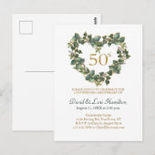 50e huwelijksjubileum waterverf klimop hart krans briefkaart (Voorkant / Achterkant)