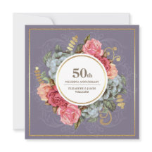 50e huwelijksjubileumfeest Vintage bloemmotief