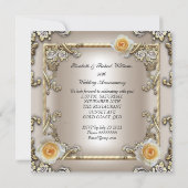 50e huwelijksverjaardag Cream Gouden Roos Zilver Kaart (Achterkant)