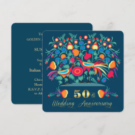 50e huwelijksverjaardag Folk Art Kaart