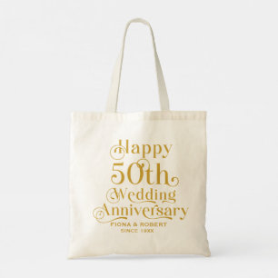 50e Huwelijksverjaardag Gepersonaliseerde Zwarte T Tote Bag