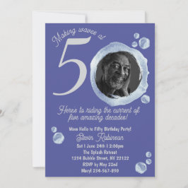 50e Indigo Blauwe Bellen Verjaardagsuitnodiging Kaart