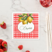 50e Italiaanse citroen botanisch rood wit patroon Servet (Insitu)