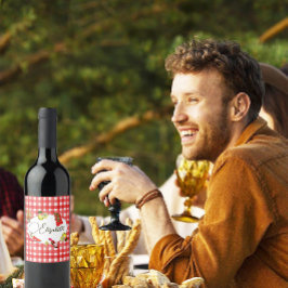 50e Italiaanse citroen botanisch rood wit patroon Wijn Etiket