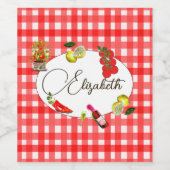 50e Italiaanse citroen botanisch rood wit patroon Wijn Etiket (Enkel label)