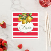 50e Italiaanse citroen botanische rode witte stree Servet (Insitu)