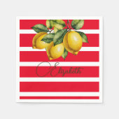 50e Italiaanse citroen botanische rode witte stree Servet (Voorkant)