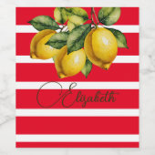 50e Italiaanse citroen botanische rode witte stree Wijn Etiket (Enkel label)