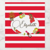 50e Italiaanse citroen botanische rode witte stree Wijn Etiket (Enkel label)