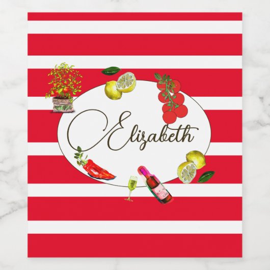 50e Italiaanse citroen botanische rode witte stree Wijn Etiket (Enkel label)