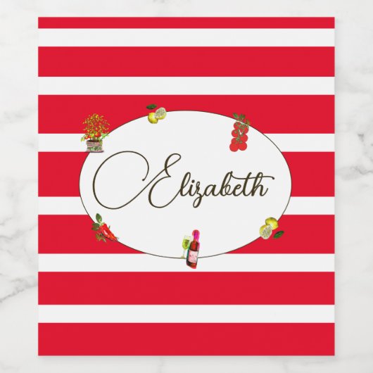 50e Italiaanse citroen botanische rode witte stree Wijn Etiket (Enkel label)