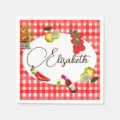 50e Italiaanse Citroen Mediterraan Rood Wit Patroo Servet (Voorkant)